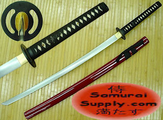 F3106RD - Damascus Musashi Katana Sword - Red Saya
