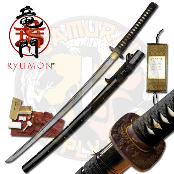 RY3039B - Ryumon Black Sakura Folded Katana Sword
