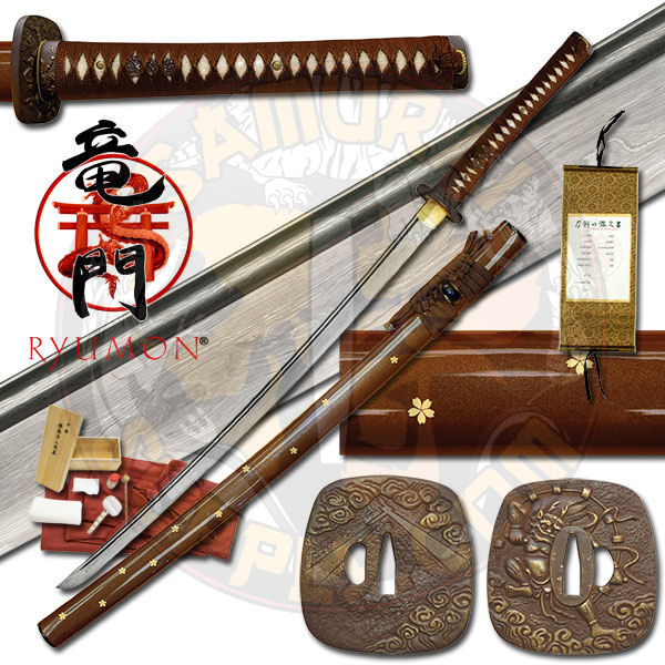 RY3039R - Ryumon Golden Sakura Folded Katana Sword